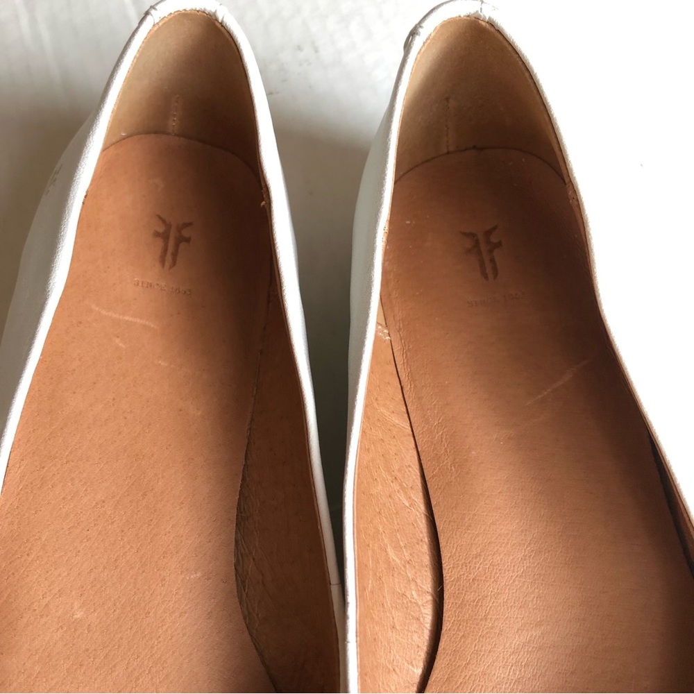 Frye Womens Dana white Square-toe Leather Heel Ballet Flats Shoes 9 - Picture 10 of 12